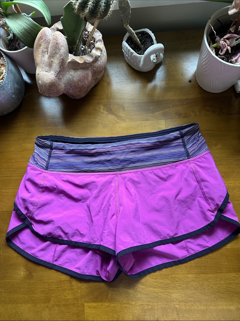 lululemon athletica Pink Athletic Shorts with Striped Waistband